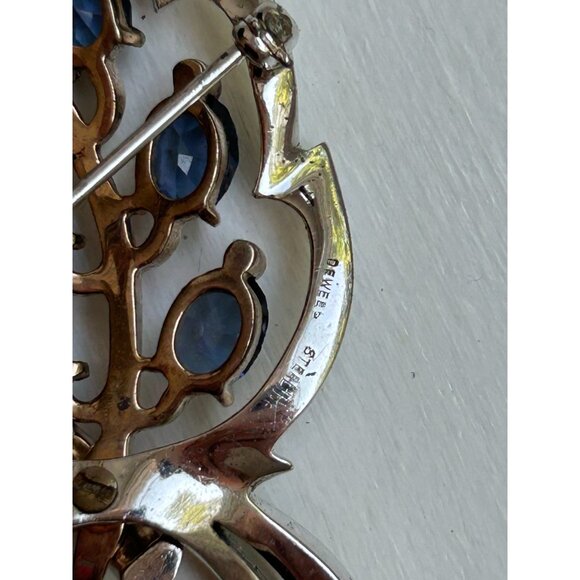 Flower Bouquet Rhinestone DEWEES 1930s RARE Vintage Signed Sterling Dewees - Picture 10 of 10